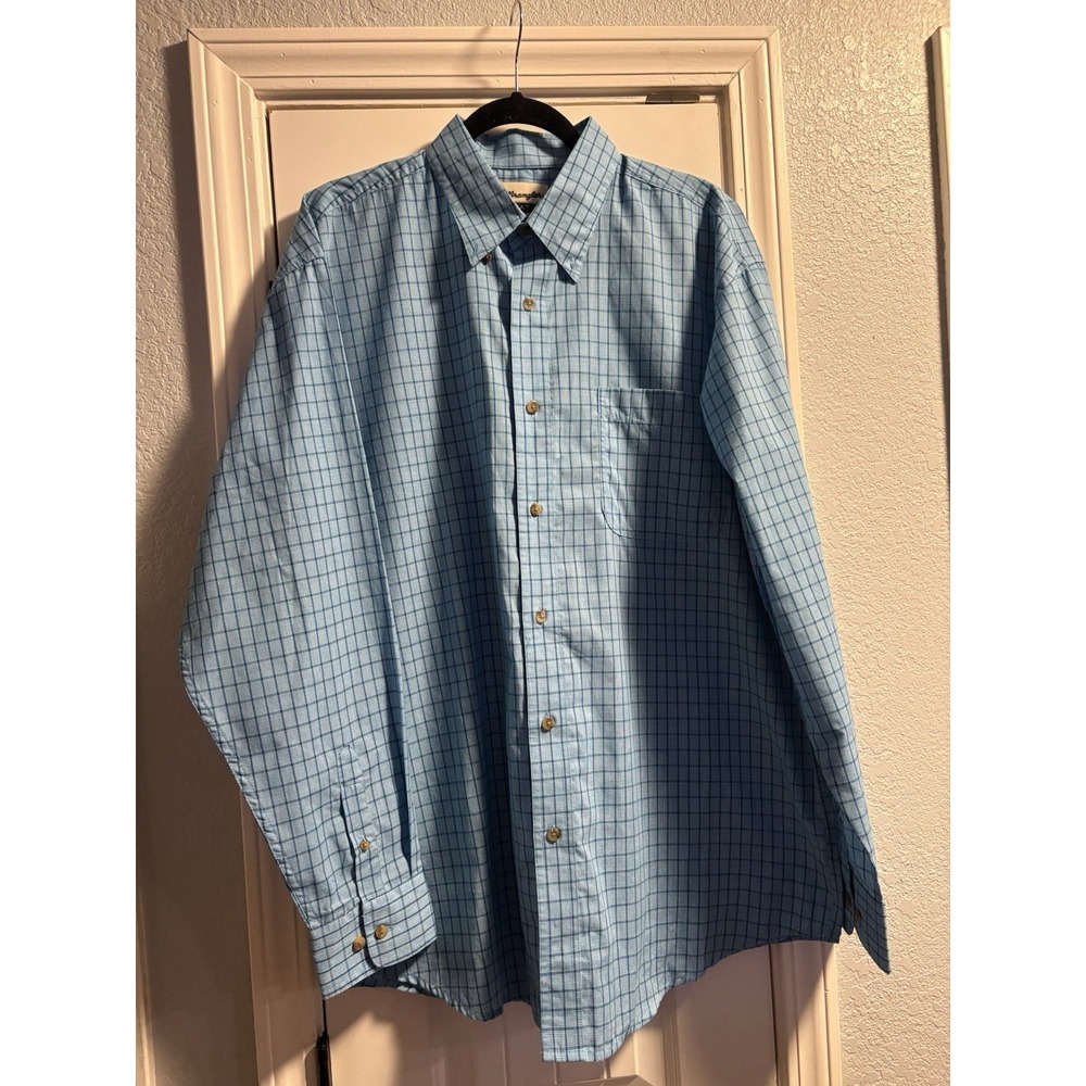 Wrangler‎ Riata Long Sleeve Plaid Shirt Light Weight Blue White Plaid XL